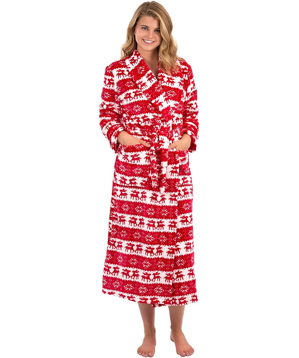 Robes Women's Aspen Ultra-Soft Plush Warm Fleece Bathrobe-Long - North Pole - CV186887LQI