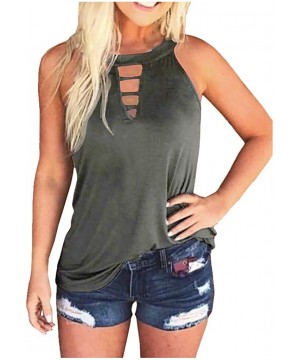 Thermal Underwear Women Solid Fitness Sport Sleeveless Pocket Shirts Tank Tops Vest T-Shirt Blouse - Army Green - CZ197RRR8OR