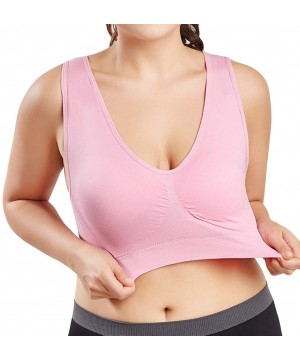 Robes Tops for Women Fashion 2019-Women Pure Color Plus Size Ultra-Thin Large Bra Sports Bra Full Bra Cup Tops - Pink - CI18T...