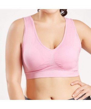 Robes Tops for Women Fashion 2019-Women Pure Color Plus Size Ultra-Thin Large Bra Sports Bra Full Bra Cup Tops - Pink - CI18T...