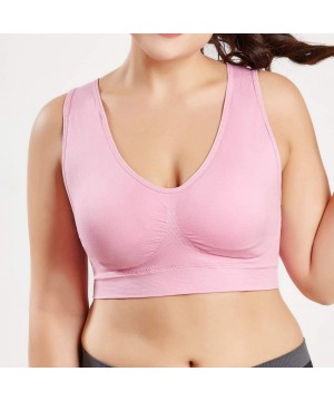 Robes Tops for Women Fashion 2019-Women Pure Color Plus Size Ultra-Thin Large Bra Sports Bra Full Bra Cup Tops - Pink - CI18T...