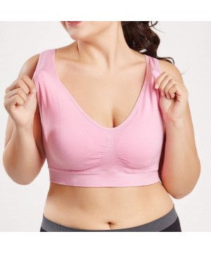 Robes Tops for Women Fashion 2019-Women Pure Color Plus Size Ultra-Thin Large Bra Sports Bra Full Bra Cup Tops - Pink - CI18T...