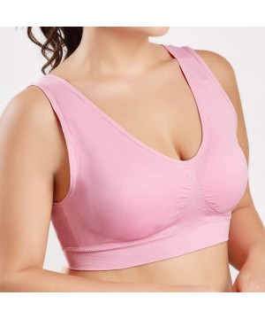 Robes Tops for Women Fashion 2019-Women Pure Color Plus Size Ultra-Thin Large Bra Sports Bra Full Bra Cup Tops - Pink - CI18T...