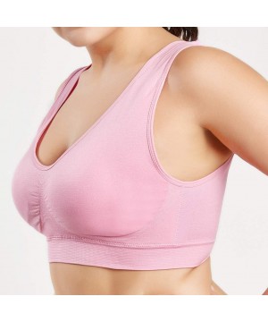 Robes Tops for Women Fashion 2019-Women Pure Color Plus Size Ultra-Thin Large Bra Sports Bra Full Bra Cup Tops - Pink - CI18T...