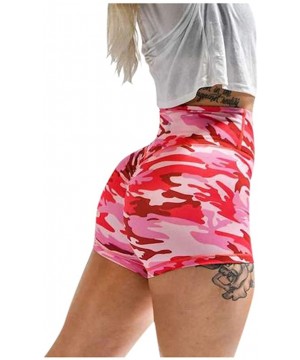 Bottoms Gym Sport Shorts for Women-Active Women's Camouflage High Waisted Yoga and Running Fitness Short Pant - Red - CN1985X...