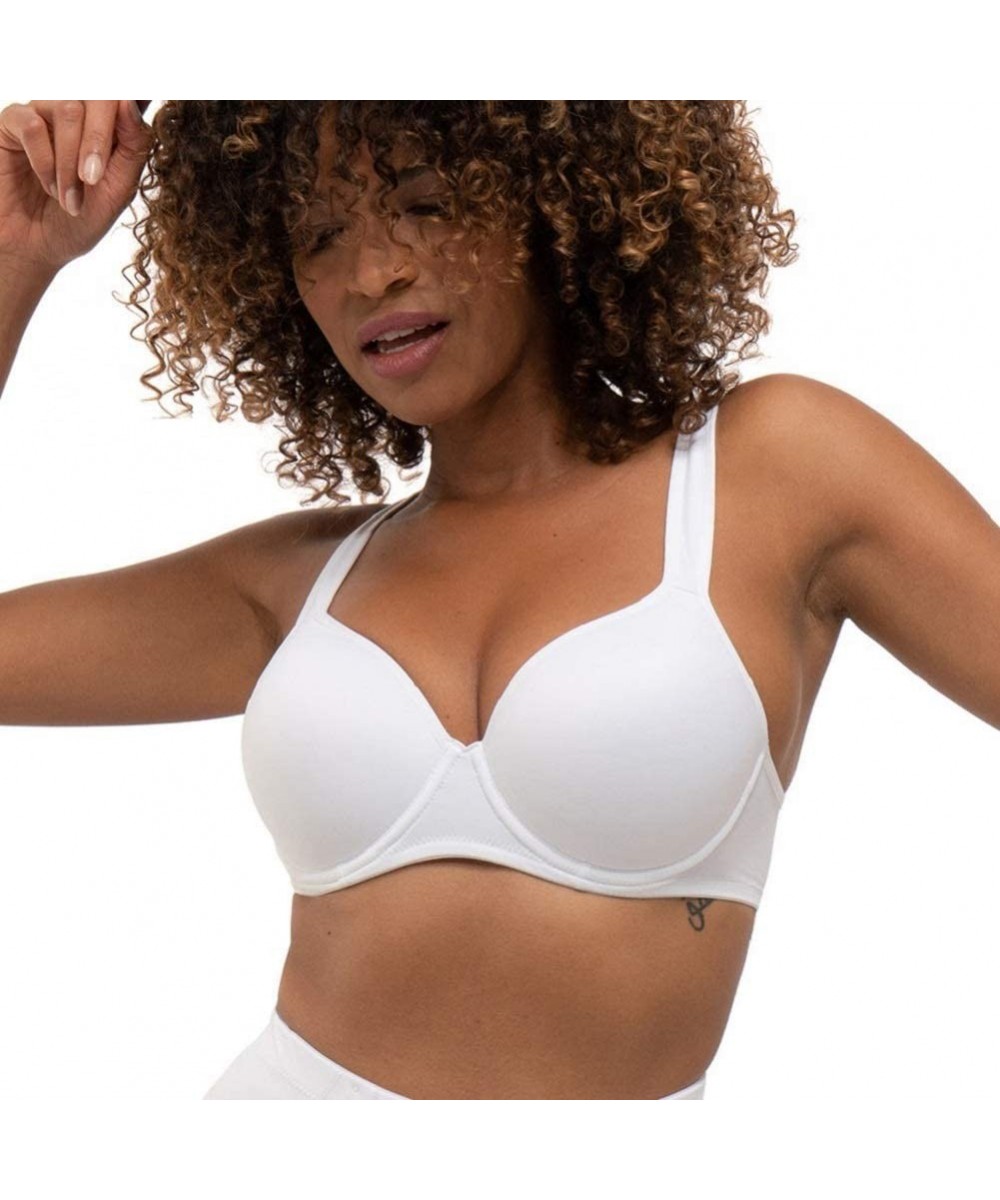 Bras Rachel Women's Full Cup Underwire Light Padded Demi T-Shirt Bra D1082A - White - CK1896Z4Y9W