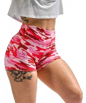 Bottoms Gym Sport Shorts for Women-Active Women's Camouflage High Waisted Yoga and Running Fitness Short Pant - Red - CN1985X...