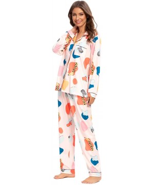 Sets Women's Pajamas Sets Button Down Floral Pjs 2-Piece Sleepwear Set for Ladies Lounge Pants - Pinkcolorful - CM1944WTW2T