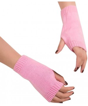 Shapewear Women Girl Knitted Arm Fingerless Warm Winter Gloves Soft Warm Mitten Hot Sale! - Pink - C618LMZCUG6