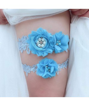 Garters & Garter Belts Womens Sexy Lace Wedding Garter Set for Bride Party Prom Garters 2 Pcs - 3-blue - CJ1927ZR8AO