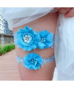 Garters & Garter Belts Womens Sexy Lace Wedding Garter Set for Bride Party Prom Garters 2 Pcs - 3-blue - CJ1927ZR8AO