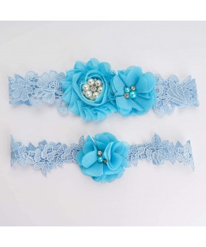 Garters & Garter Belts Womens Sexy Lace Wedding Garter Set for Bride Party Prom Garters 2 Pcs - 3-blue - CJ1927ZR8AO