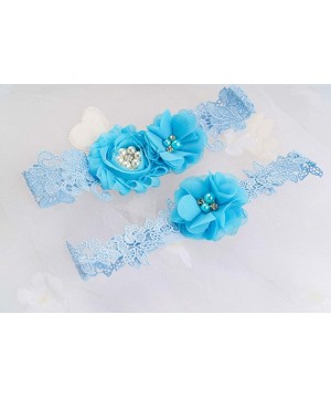 Garters & Garter Belts Womens Sexy Lace Wedding Garter Set for Bride Party Prom Garters 2 Pcs - 3-blue - CJ1927ZR8AO