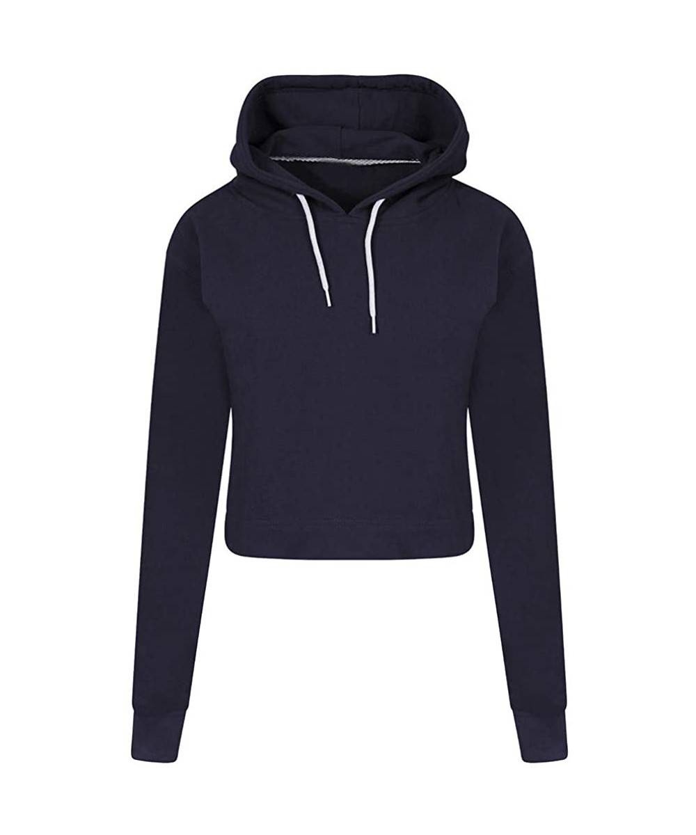 Thermal Underwear Autumn Casual Long Sleeve Sweatshirt Women Solid Pullover Hoodie Top - Navy - C918I4Z280Q