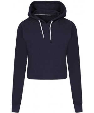 Thermal Underwear Autumn Casual Long Sleeve Sweatshirt Women Solid Pullover Hoodie Top - Navy - C918I4Z280Q