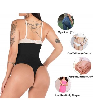 Shapewear High Waist Butt Lifter Thong Shaperwear Tummy Control Butt Enhancer Shaper Panty - Black - CR1924O2CAY