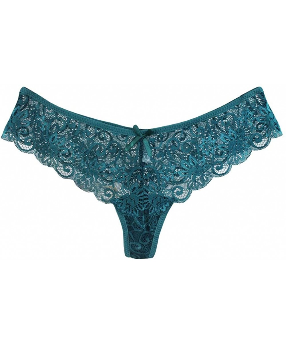 Slips Woemns Thong Sexy Lace Panties Low Waist Sexy Underwear Womens - Green - CQ1962H74ID