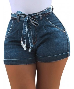 Panties Denim Short Women Summer Solid Jeans Female Pockets Short Pants - Blue - C8196WYYNRS