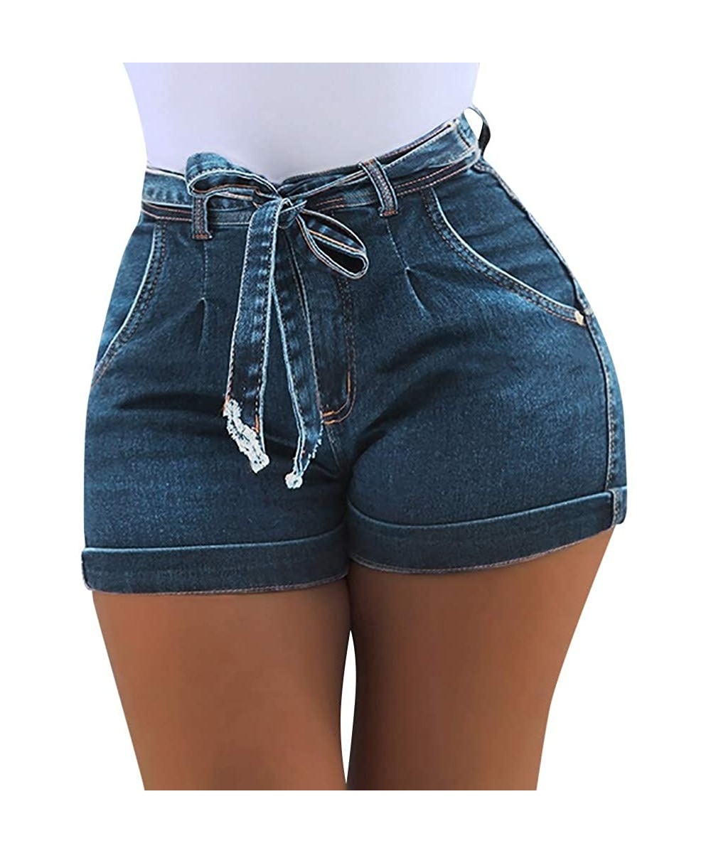 Panties Denim Short Women Summer Solid Jeans Female Pockets Short Pants - Blue - C8196WYYNRS