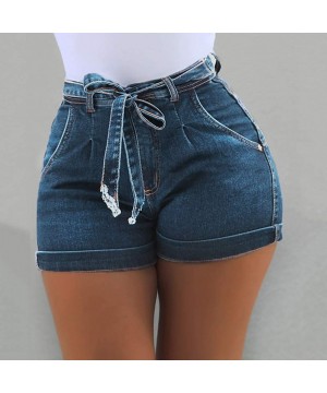 Panties Denim Short Women Summer Solid Jeans Female Pockets Short Pants - Blue - C8196WYYNRS