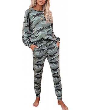 Sets Women's Casual 2 Piece Outfits Tie Dye Pajama Set Long Sleeve Top + Jogger Pants Trousers Sleepwear with Pockets - F-cam...