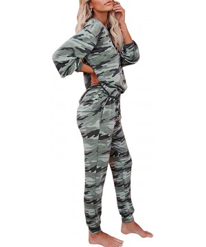 Sets Women's Casual 2 Piece Outfits Tie Dye Pajama Set Long Sleeve Top + Jogger Pants Trousers Sleepwear with Pockets - F-cam...