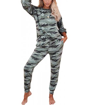 Sets Women's Casual 2 Piece Outfits Tie Dye Pajama Set Long Sleeve Top + Jogger Pants Trousers Sleepwear with Pockets - F-cam...