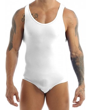 G-Strings & Thongs Mens Sexy One-Piece Thong High Cut Leotard Bodysuit Jumpsuit Wrestling Singlet Underwear Swimsuit - White ...