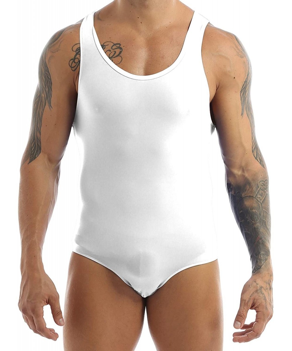 G-Strings & Thongs Mens Sexy One-Piece Thong High Cut Leotard Bodysuit Jumpsuit Wrestling Singlet Underwear Swimsuit - White ...