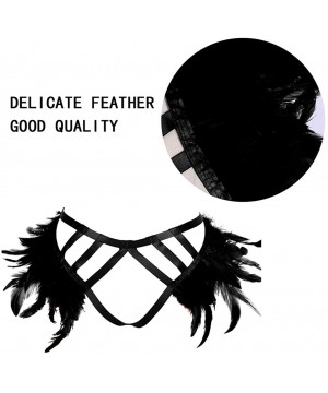 Garters & Garter Belts Women's Punk Feather Harness Frame Garter Belts Strappy Stockings Body Rave Clothing - Black - CJ1904S...