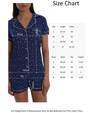 Sets Women's Short Sleeve Button Down Pajama Jammies Sleep Shirt & Shorts PJ Set - Navy Blue - CV18LY65N7Z