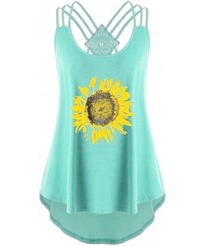 Shapewear Women's Sleeveless Vest Summer Bandage Flower Print T-Shirt Top Casual Lace Vest - X-green - C018WE3Z369