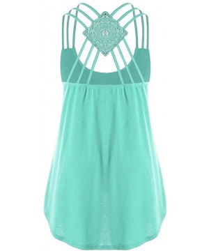 Shapewear Women's Sleeveless Vest Summer Bandage Flower Print T-Shirt Top Casual Lace Vest - X-green - C018WE3Z369