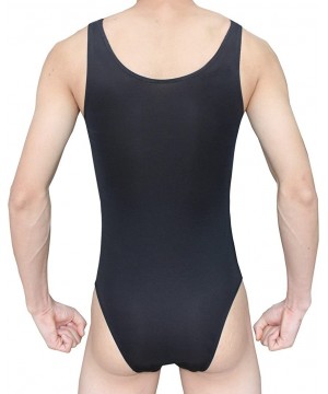 Undershirts Men's One Piece Shirt Leotard Sheath Closed Bodysuit Leotard Top Underwear - Black - CI18CQZW9E4