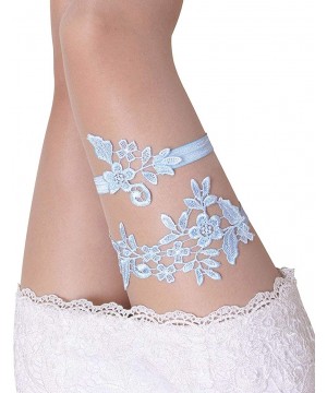 Garters & Garter Belts Wedding Garters for Bride Bridal Lace Garter Set for Women White Blue Navy Plus Size - Blue - CT18KMKHZW3