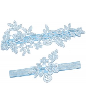 Garters & Garter Belts Wedding Garters for Bride Bridal Lace Garter Set for Women White Blue Navy Plus Size - Blue - CT18KMKHZW3