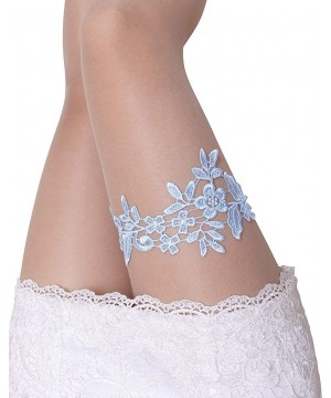 Garters & Garter Belts Wedding Garters for Bride Bridal Lace Garter Set for Women White Blue Navy Plus Size - Blue - CT18KMKHZW3