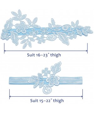 Garters & Garter Belts Wedding Garters for Bride Bridal Lace Garter Set for Women White Blue Navy Plus Size - Blue - CT18KMKHZW3