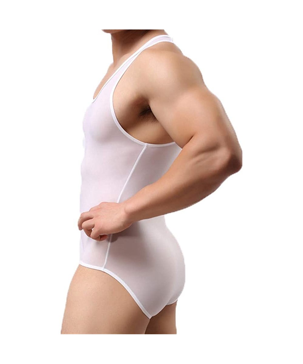 Undershirts Transparent Shirt Men Undershirt Gay Underwear Men Bodysuit Mankini Swimsuit Pouch Bulge Mens Jumpsuit Leotard - ...