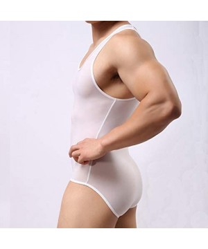 Undershirts Transparent Shirt Men Undershirt Gay Underwear Men Bodysuit Mankini Swimsuit Pouch Bulge Mens Jumpsuit Leotard - ...