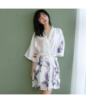 Robes Womens Summer Pajamas Silk Satin Robe Bathrobe Short Kimono Robe Nightdress Robe Bath Robe Dressing Gown for Women A03 ...