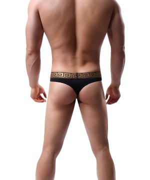 G-Strings & Thongs Men's Ice Silk Briefs Sexy Panties U Convex Bag Slim Thongs - 3p-black - C21933MSZ5K