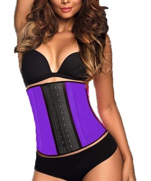 Bustiers & Corsets Women 3-Breasted Waist Trainer Tummy Control Belt Weight Loss Body Shaper Corset - Purple - C6190OKWW8H