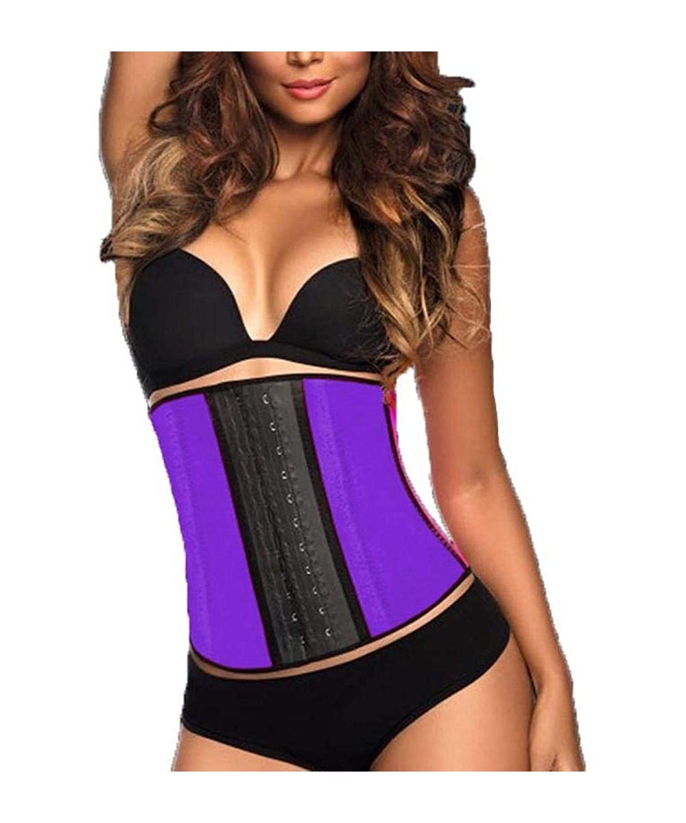 Bustiers & Corsets Women 3-Breasted Waist Trainer Tummy Control Belt Weight Loss Body Shaper Corset - Purple - C6190OKWW8H