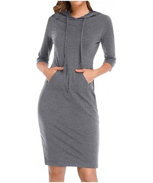 Garters & Garter Belts Womens Solid Hooded Dress Long Sleeve Slim Fit Pocket Drawstring Hoodies Dresses - Gray - C2193NQC4N6