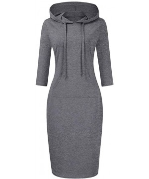 Garters & Garter Belts Womens Solid Hooded Dress Long Sleeve Slim Fit Pocket Drawstring Hoodies Dresses - Gray - C2193NQC4N6