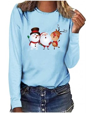 Nightgowns & Sleepshirts Women's Christmas Plus Size Shirts Casual Pull Sleeve Snowman Print Pullover Solid Loose Fall Blouse...