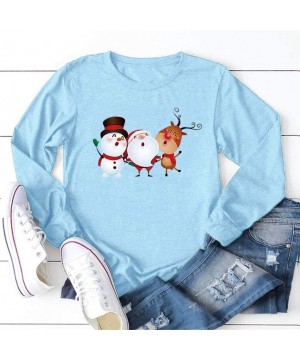 Nightgowns & Sleepshirts Women's Christmas Plus Size Shirts Casual Pull Sleeve Snowman Print Pullover Solid Loose Fall Blouse...