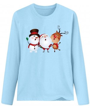 Nightgowns & Sleepshirts Women's Christmas Plus Size Shirts Casual Pull Sleeve Snowman Print Pullover Solid Loose Fall Blouse...