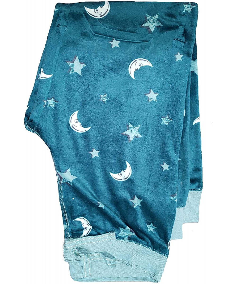 Bottoms Moons & Stars Teal Rain Fleece Jogger Lounge Sleep Pants - CV18YLDYWOE